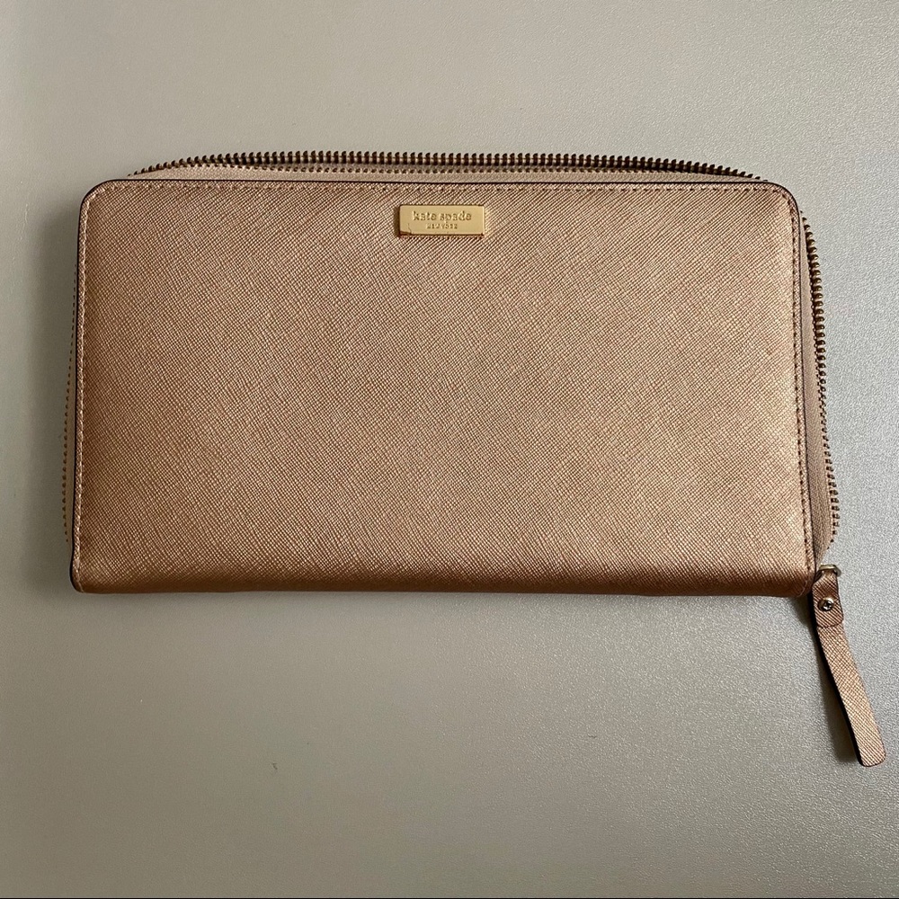 Rose gold Kate spade travel wallet